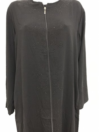 Zwarte kaftan met rits en zakken 